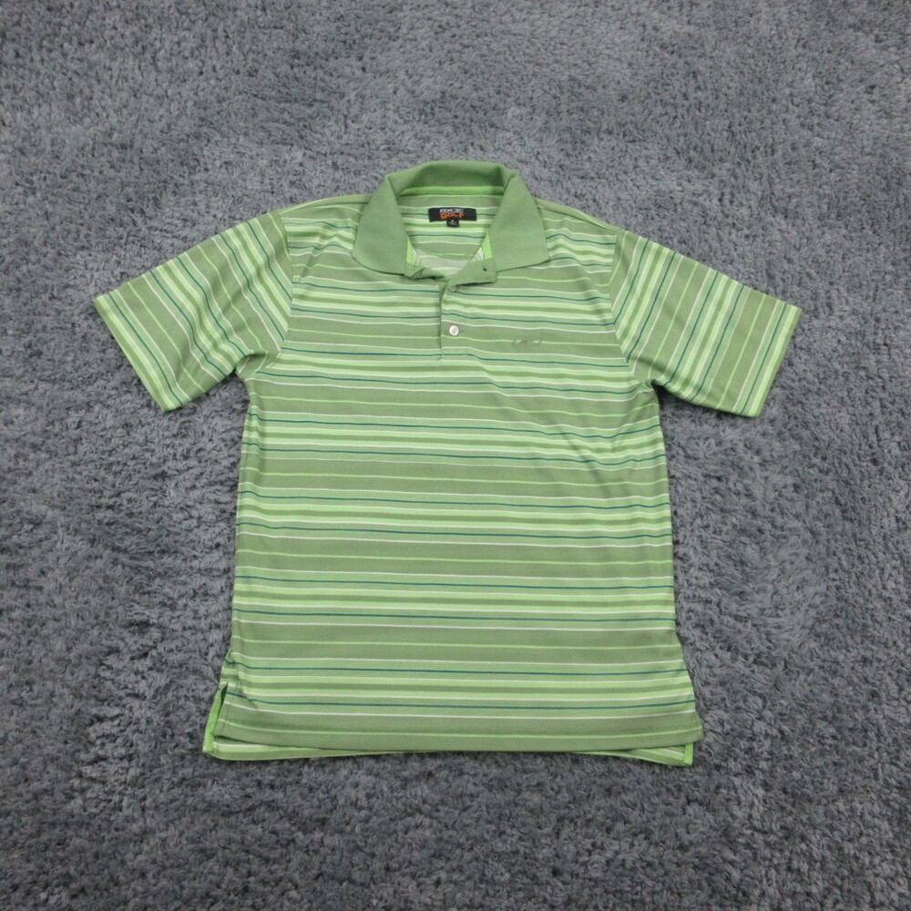 RBK Polo Shirt Mens Medium Striped Performance Golf Reebok Lightweight Athletic